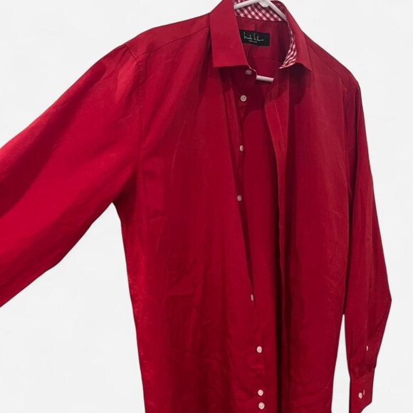 Nicole Miller Men’s Red Long Sleeve Button-Up Shirt – Size M - Picture 2 of 3
